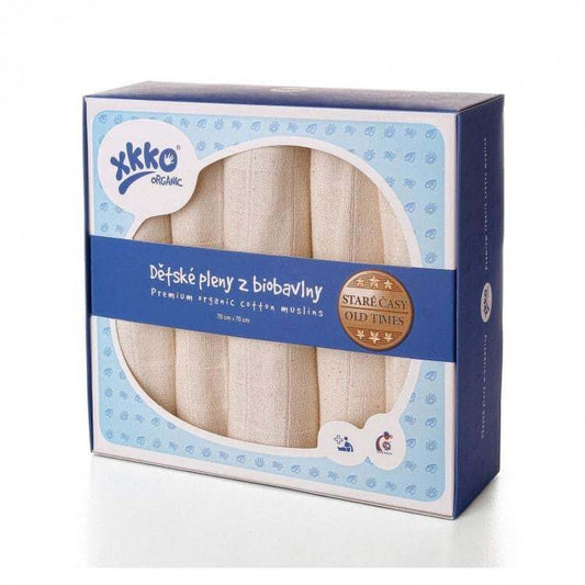 XKKO Alte Zeiten Mullwindeln 70x70 cm – Basiseinlage aus Bio-Baumwolle (5er-Pack) Mullwindel/Tuch von XKKO bei wandelwissen.com