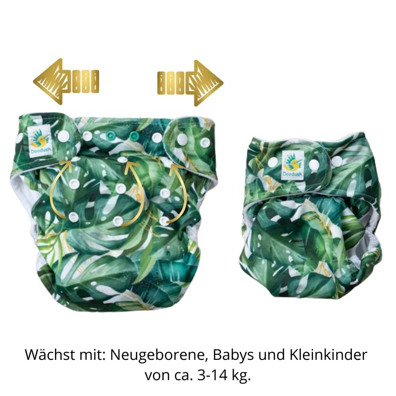 Günstiges Doodush Rundum-Sorglos Stoffwindel Set mit Mullwindeln (3-14 kg)