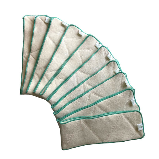 Doodush lange, breite Saugeinlage Größe L grün (12×70 cm) Prefold/vorgefaltete Einlage von Doodush bei wandelwissen.com
