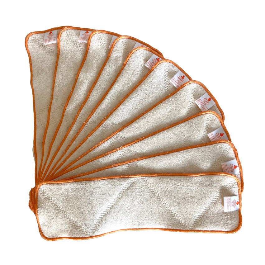 Doodush kurze, schmale Saugeinlage orange (10×35 cm) Prefold/vorgefaltete Einlage von Doodush bei wandelwissen.com