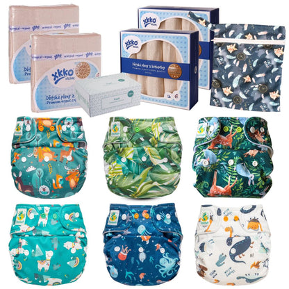Günstiges Doodush Rundum-Sorglos Stoffwindel Set mit Mullwindeln (3-14 kg)