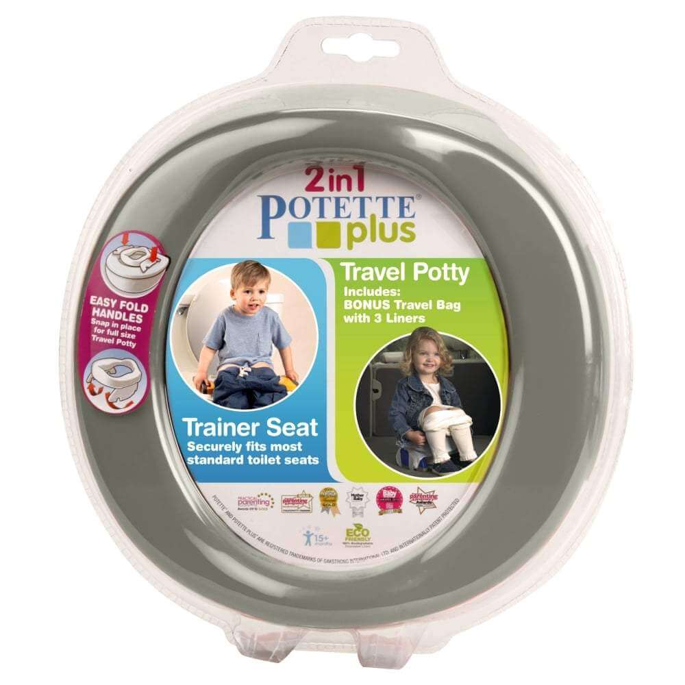 Faltbares Reisetöpfchen Potette plus 2 in 1 mit 3 Einmaltüten Töpfchen von Potette bei wandelwissen.com