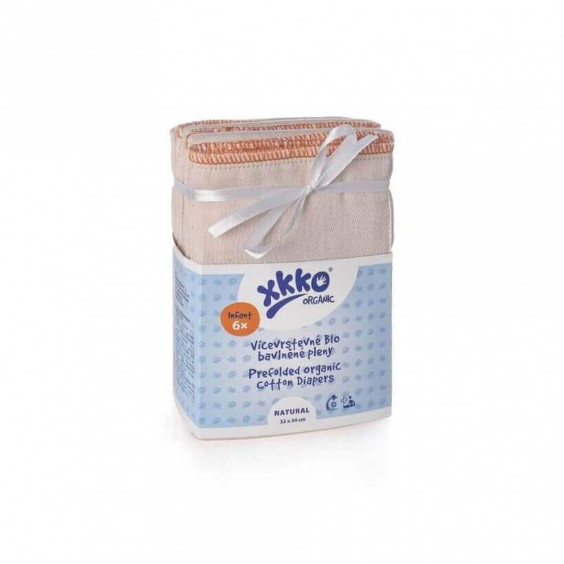 XKKO Prefolds aus Biobaumwolle (6er-Pack) Prefold/vorgefaltete Einlage von XKKO bei wandelwissen.com
